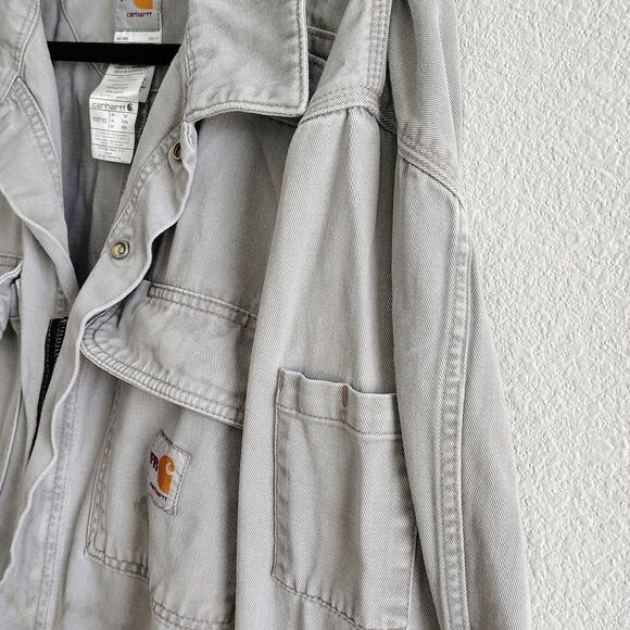 Carhartt FR Men 48 Tall Gray Coveralls Jumpsuit Thrashed Hole Stains Pocket Work - Picture 8 of 10